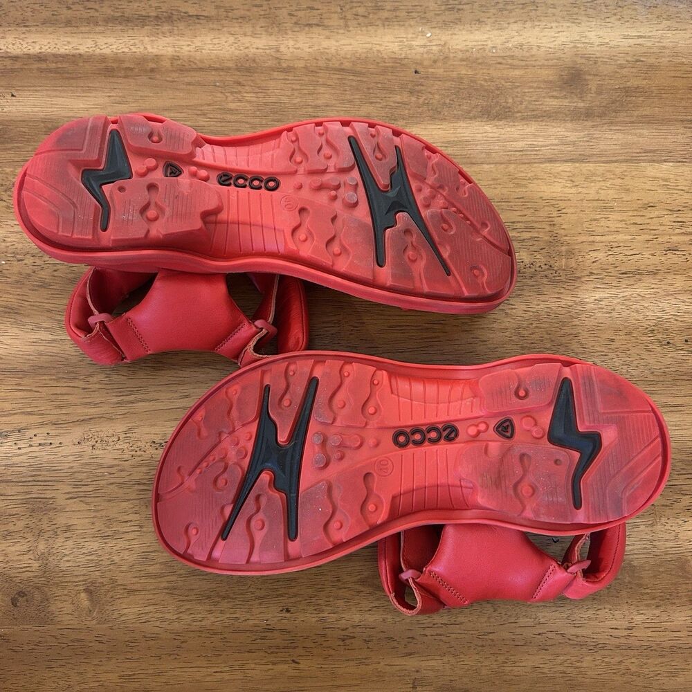 ECCO Women's Offroad Puffy Leather Cushioned Walking Sandals Red 9-9.5 US / 40EU - Picture 6 of 8